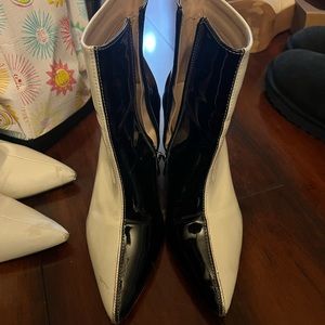 Split tone patent leather boots